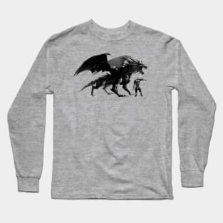 Rajic and his black dragon Raat (from the Dragon Slayer Chronicles) Long Sleeve T-Shirt